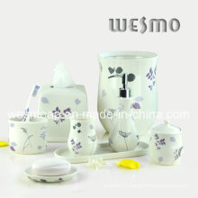 Flower Decal Porcelain Bathroom Set (WBC0708A)